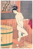 Torii Kiyonaga (鳥居 清長?, 1752 - June 28, 1815) was a Japanese ukiyo-e printmaker and painter of the Torii school. Originally Sekiguchi Shinsuke, the son of an Edo bookseller, he took on Torii Kiyonaga as an art-name (gō). Although not biologically related to the Torii family, he became head of the group after the death of his adoptive father and teacher Torii Kiyomitsu.<br/><br/>

The master Kiyomitsu died in 1785; since his son died young, and Kiyotsune, Kiyonaga's senior, was a less promising artist, Kiyonaga was the obvious choice to succeed Kiyomitsu to leadership of the Torii school. However, he delayed this for two years, likely devoting time to his <i>bijinga</i> (portraits of beautiful women) and realizing the immense responsibility that would fall on his shoulders once he took over the school. Thus, in 1787, he began organizing the production of kabuki signboards and the like, which the school held a near monopoly on. He also began to train Kiyomitsu's grandson, Torii Kiyomine, who was to succeed him.<br/><br/>

Kiyonaga is considered one of the great masters of the full-color print (nishiki-e) and of bijinga, images of courtesans and other beautiful women. Like most ukiyo-e artists, however, he also produced a number of prints and paintings depicting Kabuki actors and related subjects, many of them promotional materials for the theaters. He also produced a number of shunga, or erotic images.