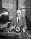 USA: Edwin Howard Armstrong (1890-1954), electrical engineer and radio inventor demonstrating his superregenerative receiver, New York, 1922