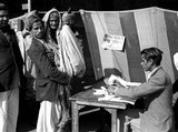 The Indian general election of 1951–52 elected the first Lok Sabha since India became independent in August 1947. Until this point, the Indian Constituent Assembly had served as an interim legislature.<br/><br/>

The Indian National Congress (INC) won a landslide victory, winning 364 of the 489 seats and 45% of the total votes polled. This was over four times as many votes as the second-largest party. Jawaharlal Nehru became the first democratically elected Prime Minister of the country.
