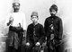 Indonesia / Sumatra: Tuanku Raja Ibrahim (centre), Crown Prince of the Kingdom of Aceh, with two bodyguards, 1903. Aceh War (1873 - 1914)