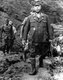 Japan / Philippines: General Tomoyuki Yamashita, Commander of the Imperial Japanese 14th Area Army, leads his staff officers out of the Luzon Mountains to surrender, 2 September 1945