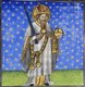 Germany / France: Holy Roman Emperor Charlemagne holding an orb and a sword; miniature from a 15th-century manuscript