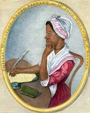 Born in present-day Gambia around 1753, little is known of Phillis Wheatley’s early life. When 7 or 8 years old, she was kidnapped and shipped from the Gambia to Boston; her purchasers named her Phillis after the ship that brought her to Massachusetts.<br/><br/>

Living in their household as a servant, she was permitted to learn to read, and not long after began writing poetry; her first published poem appeared in 1767. She left no account of her life in Africa or the middle passage, and her life ended sadly in Boston in 1784. Her portrait was made when she was about 20 years old.