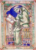 The Eadwine Psalter, previously known as the Canterbury Psalter, is an illuminated manuscript produced in England in the twelfth century. It was written on calf vellum, and illustrated at Canterbury circa 1155-60, with additions circa 1160-70.<br/><br/>

It was kept at the Cathedral Priory of Christ Church, Canterbury through most of the Middle Ages.