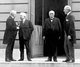 The Paris Peace Conference was the meeting of the Allied victors, following the end of World War I to set the peace terms for the defeated Central Powers following the armistices of 1918.<br/><br/>

It took place in Paris during 1919 and involved diplomats from more than 32 countries and nationalities. The major decisions were the creation of the League of Nations; the five peace treaties with defeated enemies, including the Treaty of Versailles with Germany; and the awarding of German and Ottoman overseas possessions as 'mandates'.