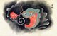 Japan: The Akashita or 'red tongue' is a hairy-faced creature that hides in a dark cloud. From the Bakemono Zukushi Monster Scroll, Edo Period (1603-1868).