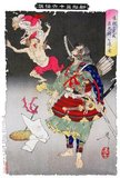 Tsukioka Yoshitoshi (30 April 1839 – 9 June 1892), also named Taiso Yoshitoshi was a Japanese artist and Ukiyo-e woodblock print master.<br/><br/>

He is widely recognized as the last great master of Ukiyo-e, a type of Japanese woodblock printing. He is additionally regarded as one of the form's greatest innovators. His career spanned two eras – the last years of Edo period Japan, and the first years of modern Japan following the Meiji Restoration. Like many Japanese, Yoshitoshi was interested in new things from the rest of the world, but over time he became increasingly concerned with the loss of many aspects of traditional Japanese culture, among them traditional woodblock printing.<br/><br/>

By the end of his career, Yoshitoshi was in an almost single-handed struggle against time and technology. As he worked on in the old manner, Japan was adopting Western mass reproduction methods like photography and lithography. Nonetheless, in a Japan that was turning away from its own past, he almost singlehandedly managed to push the traditional Japanese woodblock print to a new level, before it effectively died with him.