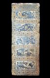 A pottery tile of the Han Dynasty, depicting hunting and battle scenes containing emblematic figures of the 'five cardinal directions' (more precisely, the four cardinal directions plus the centre). The five sacred mountains of China are also associated with these 'five cardinal directions'.