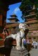 Nepal: Mythological lion guarding the entrance to the Shiva Parvati Temple, Durbar Square, Kathmandu