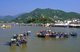 Vietnam: Fishing boats in the harbour, with the Po Nagar Cham Towers on the hill in the background, Nha Trang, Khanh Hoa Province