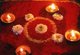 Nepal: Simple rangoli decorations laid out for the Tihar festival (Nepalese equvalent of Diwali) on the floor of a temple in the Kathmandu Valley