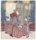 Japan: A high-ranking courtesan (oiran) with her maids (kamuro) walking among the New Year decorations. Yashima Gakutei (1786-1868), c. 1827