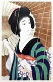 Torii Kotondo is known to have made only 21 prints - all of them images of bijin or beautiful women. They belong to the finest works of art of the Shin Hanga movement.<br/><br/>

Shin hanga ('new prints') was an art movement in early 20th-century Japan, during the Taisho and Showa periods, that revitalized traditional ukiyo-e art rooted in the Edo and Meiji periods (17th–19th century).<br/><br/>

The movement flourished from around 1915 to 1942, though it resumed briefly from 1946 through the 1950s. Inspired by European Impressionism, the artists incorporated Western elements such as the effects of light and the expression of individual moods, but focused on strictly traditional themes of landscapes (fukeiga), famous places (meisho), beautiful women (bijinga), kabuki actors (yakusha-e), and birds and flowers (kachoga).