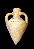 An amphora (English plural: amphorae or amphoras) is a type of container of a characteristic shape and size, descending from at least as early as the Neolithic Period. Amphorae were used in vast numbers for the transport and storage of various products, both liquid and dry, but mostly for wine. It is most often ceramic, but examples in metals and other materials have been found.<br/><br/>

Stoppers of perishable materials, which have rarely survived, were used to seal the contents. Two principal types of amphorae existed: the neck amphora, in which the neck and body meet at a sharp angle; and the one-piece amphora, in which the neck and body form a continuous curve. Neck amphorae were commonly used in the early history of ancient Greece, but were gradually replaced by the one-piece type from around the 7th century BCE.