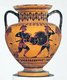 Greece: Two-handled neck amphora decorated with two warriors fighting, Attica, c.540 BCE