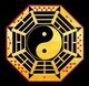 China: 'Bagua' eight trigram diagram surrounding central yin-yang symbol, paint on wood