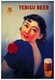 Japan: Advertising poster for Yebisu Beer featuring a young woman, 1920s