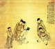 China: A group of scholars playing <i>cuju</i>, an early Chinese version of football. Qing Dynasty painter Huang Shen (1687-1772)