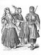 Germany / Russia: left to right, Bayadere (dancing girl) from Shemakha (Samaxi, Azerbaijan), Georgian Woman, Circassian Soldier from Georgia, <i>Munchner Bilderbogen</i>, Braun & Schneider, 1861-1890