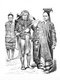 Germany / Malaysia / Indonesia: left to right, Dayak Woman, Dayak Warrior, Woman of the Dayak Aristocracy, <i>Munchner Bilderbogen</i>, Braun & Schneider, 1861-1890