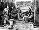 Japan / USA: Men of US 6th Marines Division resting in Naha, Okinawa, Japan, 29 May 1945. Battle of Okinawa