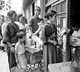 Japan: Japanese queuing for rations of beans and water following the Japanese defeat in World War II, Tokyo, 21 September 1945