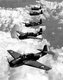 USA: Grumman TBF Avenger torpedo bombers of the USAAF flying in formation over the Pacific, c. 1943
