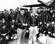 USA / Japan: Orders in hand, Navy Capt. Marc A. Mitscher, captain of the USS Hornet, poses with Lt. Col. James Doolittle and aircrew, north Pacific, April 1942