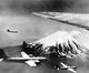USA / Japan: Boeing B-29 468th Bomb Group Bombers Flying Over Mount Fuji on their way to bomb Tokyo, 1945