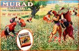 In the early 1900s, manufactures of Turkish and Egyptian cigarettes tripled their sales and became major competitors to leading brands. The New York-based Greek tobacconist Soterios Anargyros produced hand-rolled Murad cigarettes, made of pure Turkish tobacco.<br/><br/>

Many of the Murad advertisements  others incorporated Orientalist motifs or models dressed in Middle Eastern dress.