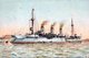 Germany / China: The cruiser SMS Gefion of the Imperial German Navy which took part in the Battle of the Dagu (Taku) Forts during the Boxer Rebellion, June 16-17 1900. Colour lithograph, 1902