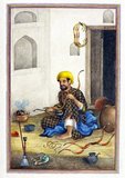The Tashrih al-aqvam ('An Account of Origins and Occupations of Some of the Sects, Castes, and Tribes of India') was completed in 1825. The text, a summary of the Vedas and Shastras, translated into Persian by Colonel James Skinner (1778–1841), is a survey of both Hindu and Muslim occupational groups and religious mendicants in the Delhi region and begins with an account of the house of Timur down to Akbar II (r. 1806–37).<br/><br/>

Skinner commissioned Delhi artists to illustrate the album, the chief of them being Ghulam Ali Khan. The artist accompanied Skinner on his travels, and the watercolor portraits are probably all studies from life.