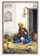 India:  'A Kamdangar or bowmaker. Shown bending the wood of a bow over a bowl of embers'. <i>Tashrih al-aqvam</i>, Hansi: James Skinner, 1825