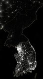 An image showing the Korean peninsula at night in the year 2012. A composite image, constructed using cloud-free night images taken by the National Aeronautics and Space Administration (NASA) and the National Oceanic and Atmospheric Administration (NOAA) Suomi National Polar-orbiting Partnership (NPP) satellite.<br/><br/>

These photographs were taken with the Visible Infrared Imaging Radiometer Suite (VIIRS), and the composite was published by NASA on December 5, 2012.