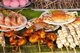 Thailand: A selection of seafood and fried chicken at a stall near Wat Ko Loi, Sri Racha, Chonburi Province