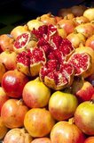 The pomegranate /ˈpɒmɨɡrænɨt/, botanical name Punica granatum, is a fruit-bearing deciduous shrub or small tree growing between 5–8 meters (16–26 ft) tall.<br/><br/>

The pomegranate is widely considered to have originated in Iran and has been cultivated since ancient times. Today, it is widely cultivated throughout the Mediterranean region of southern Europe, the Middle East and Caucasus region, northern Africa and tropical Africa, the Indian subcontinent, Central Asia and the drier parts of southeast Asia. Introduced into Latin America and California by Spanish settlers in 1769, pomegranate is also cultivated in parts of California and Arizona.<br/><br/>

In the Northern Hemisphere, the fruit is typically in season from September to February. In the Southern Hemisphere, the pomegranate is in season from March to May.<br/><br/>

The pomegranate has been mentioned in many ancient texts, notably in Babylonian texts, the Book of Exodus, the Homeric Hymns and the Quran. In recent years, it has become more common in the commercial markets of North America and the Western Hemisphere.<br/><br/>

Pomegranates are used in cooking, baking, juices, smoothies and alcoholic beverages, such as martinis and wine.