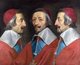 France: Cardinal de Richelieu (1585-1642), French bishop, politician and statesman. Triple Portrait attributed to Philippe de Champaigne (1602-1674), oil on canvas, c. 1642