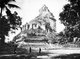 Thailand: Young novice monks in front of the great chedi at Wat Chedi Luang, Chiang Mai, northern Thailand, c. 1920