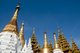 Burma / Myanmar: Shrine roofs and smaller stupas in front of the great Shwedagon Pagoda, Yangon (Rangoon)