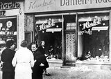 Kristallnacht or 'Crystal Night', also referred to as the Night of Broken Glass, was a pogrom against Jews throughout Nazi Germany and Austria that took place on 9–10 November 1938, carried out by SA paramilitary forces and German civilians.<br/><br/>

German authorities looked on without intervening. The name Kristallnacht comes from the shards of broken glass that littered the streets after Jewish-owned stores, buildings, and synagogues had their windows smashed.