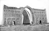 Ctesiphon was the capital city of the Parthian and Sasanian Empires (247 BCE–224 CE and 224–651 CE respectively). It was one of the great cities of late ancient Mesopotamia. Its most conspicuous structure remaining today is the great archway of Ctesiphon.<br/><br/>

It was situated on the eastern bank of the Tigris across from where the Greek city of Seleucia stood and northeast of ancient Babylon. Today, the remains of the city lie in Baghdad Governorate, Iraq, approximately 35 km (22 mi) south of the city of Baghdad.<br/><br/>

Ctesiphon was the largest city in the world from 570 CE, until its fall in 637 CE, during the Muslim conquests.<br/><br/>

The arched <i>iwan</i> hall at Taq Qasra, open on the facade side, was about 37 m high, 26 m across and 50 m long, the largest man-made, free standing vault constructed until modern times.