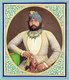 India: Jaswant Singh II (1838-1896), Maharaja of Jodhpur, Rajasthan (r.1873-1896). Painted albumen print by Shivalal, c. 1880