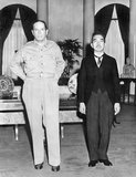 On September 27, 1945, Emperor Hirohito paid a visit to US Army General Douglas MacArthur at the United States Embassy in Tokyo.<br/><br/>

Except for the Emperor's personal translator (he spoke the Imperial Dialect of Japanese, which was difficult for native Japanese to understand) his entourage was politely, but effectively, shut out of the meeting.