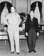Japan / USA: General MacArthur and Emperor Hirohito at Allied GHQ in Tokyo. September 17, 1945