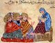 Turkey / Arabia: Manuscript, 13th century Turkish miniature depicting Sughrat or Socrates discussing philosophy with his disciples
