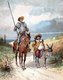 Spain / France: Don Quixote and Sancho Panza. Illustration for Miguel de Cervantes <i>Don Quixote</i> (1605), Jules David, 1922