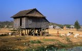 In Angkorian times most common folk lived in stilt houses with wooden staircases leading to a single story. Beneath the house, women weaved and domestic animals sheltered. Human waste was commonly deposited through holes in the floorboards to the gratitude of the household's pigs and dogs below.
