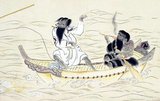 This picture scroll is a copy of selected sections of the <i>Ezo Shima Kikan</i> (Unusual Views of the Island of Ezo [Hokkaido]) by Hata Awagimaro, completed in Kansei 11 (1799) and considered the most notable work depicting the contemporaneous lives of the Ainu.<br/><br/>

The Ainu or in historical Japanese texts Ezo, are an indigenous people of Japan (Hokkaido, and formerly northeastern Honshu) and Russia (Sakhalin and the Kuril Islands).