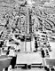 Germany: A model of Adolf Hitler's plan for Berlin formulated under the direction of Albert Speer, looking north toward the Volkshalle, 1939