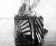 UK: HMT Olympic in dazzle camouflage after service as a troopship during World War I, 1919